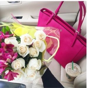 Tory Burch York small buckle  tote carnation red